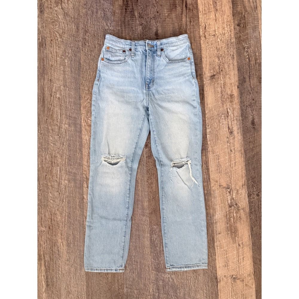 Madewell High Rise Slim Boyjean Light Wash Distressed MC556 Women